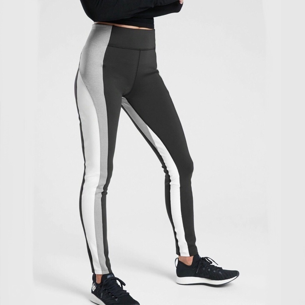 Athleta Crest Color block Tight Black White High Rise Leggings